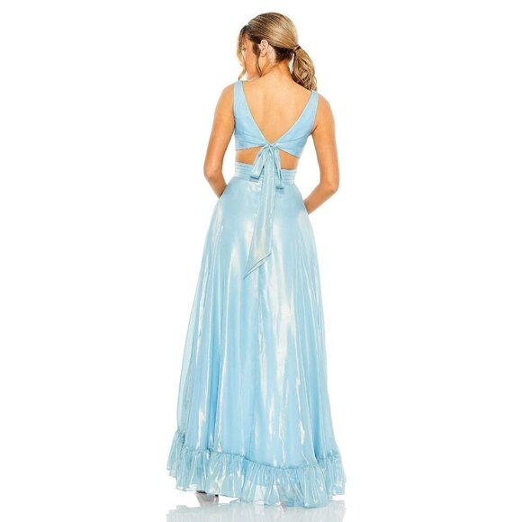 MAC DUGGAL High-Low Ruffle Gown in Powder Blue Size US 0 - Picture 2 of 10